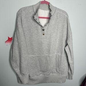 Quarter Snap Heather Gray Pullover Sweatshirt Kangaroo Pocket Plus Size 2XL